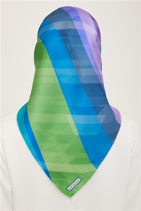 Armine Geometrik Desenli Twill İpek Eşarp 24Ya9137 55 81