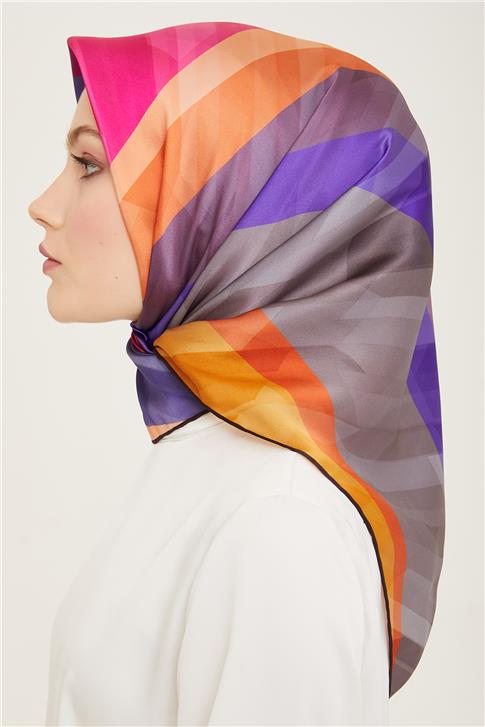 Armine Geometrik Desenli Sura İpek Eşarp 24Ya9138 2 34