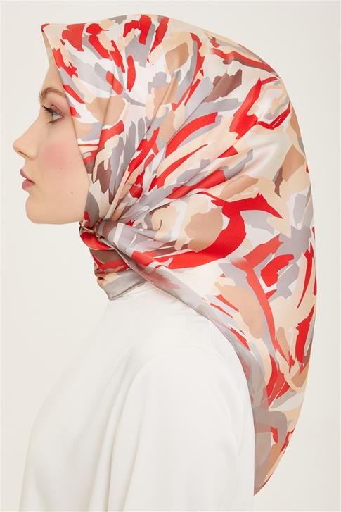 Armine Çiçek Desenli Twill İpek Eşarp 24Ya9140 51 05