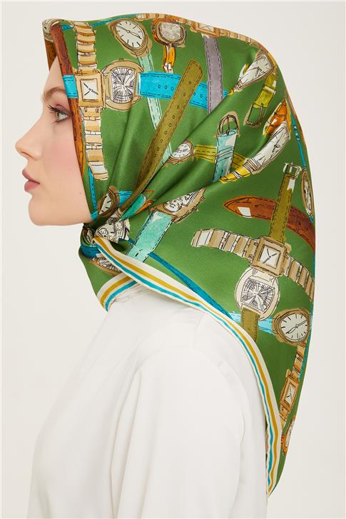 Armine Obje Desenli Twill İpek Eşarp 24Ya9141 80 50