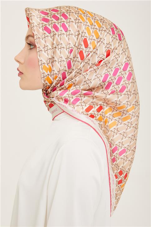 Armine Geometrik Desenli Twill İpek Eşarp 24Ya9144 37 32