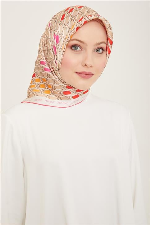 Armine Geometrik Desenli Twill İpek Eşarp 24Ya9144 37 32