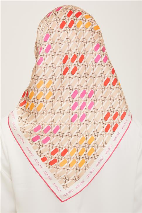 Armine Geometrik Desenli Twill İpek Eşarp 24Ya9144 37 32