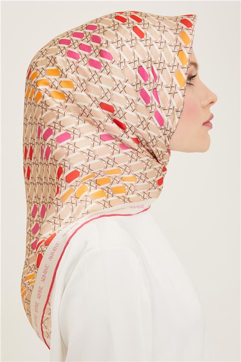 Armine Geometrik Desenli Twill İpek Eşarp 24Ya9144 37 32