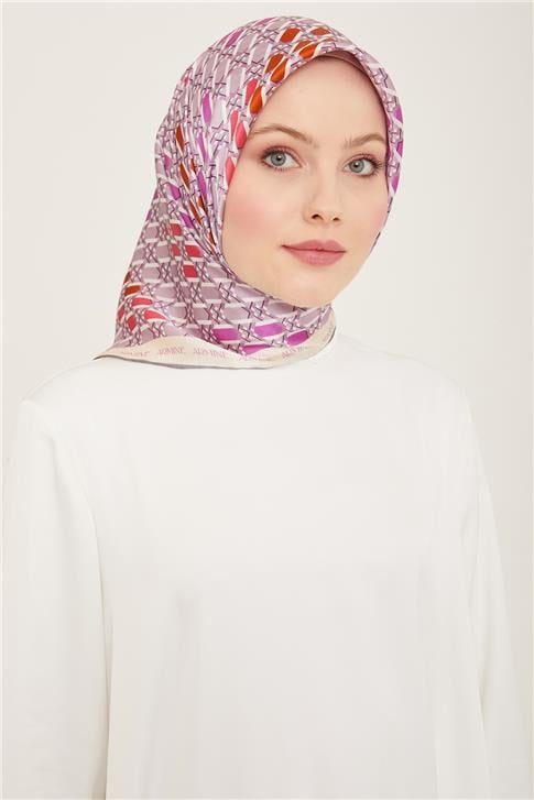 Armine Geometrik Desenli Twill İpek Eşarp 24Ya9144 37 36