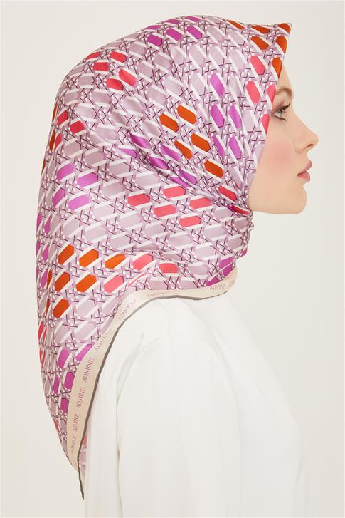 Armine Geometrik Desenli Twill İpek Eşarp 24Ya9144 37 36