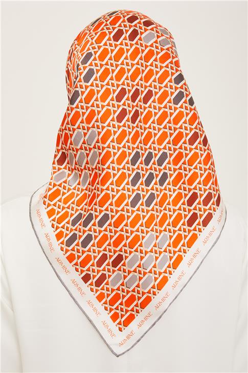 Armine Geometrik Desenli Twill İpek Eşarp 24Ya9144 37 37