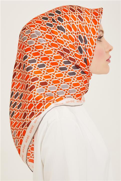 Armine Geometrik Desenli Twill İpek Eşarp 24Ya9144 37 37