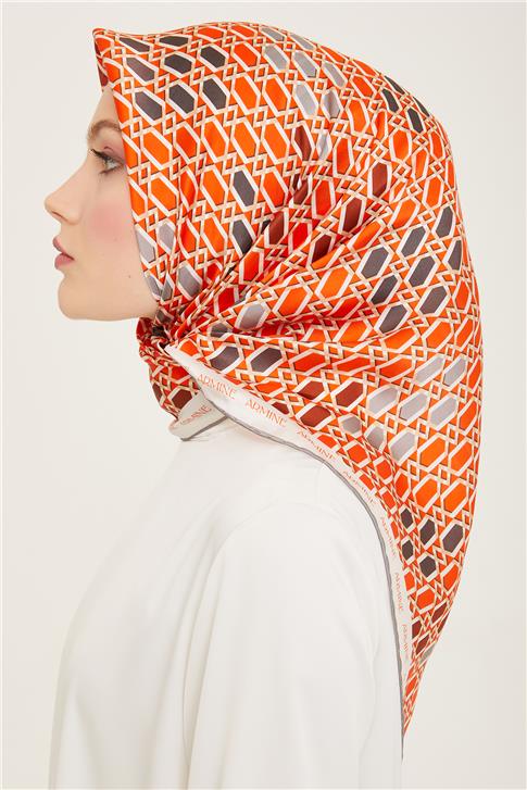 Armine Geometrik Desenli Twill İpek Eşarp 24Ya9144 37 37