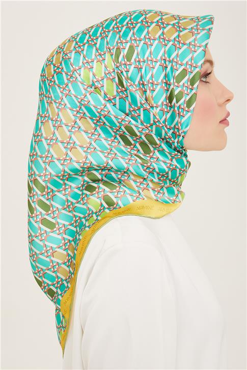 Armine Geometrik Desenli Twill İpek Eşarp 24Ya9144 37 53