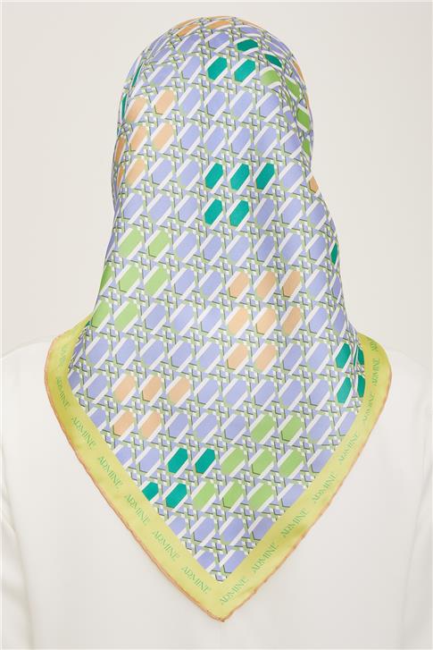 Armine Geometrik Desenli Twill İpek Eşarp 24Ya9144 37 55