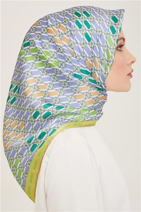 Armine Geometrik Desenli Twill İpek Eşarp 24Ya9144 37 55