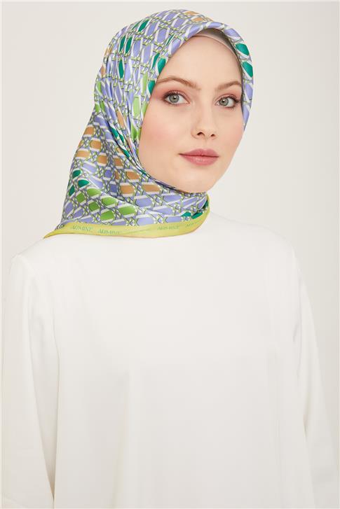 Armine Geometrik Desenli Twill İpek Eşarp 24Ya9144 37 55