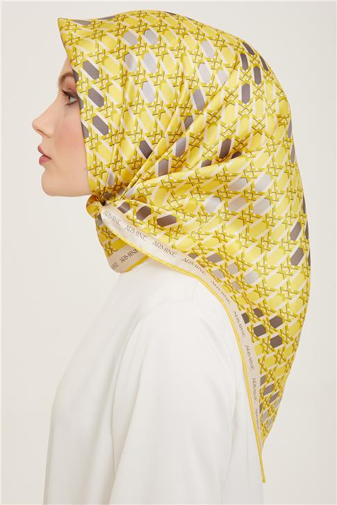 Armine Geometrik Desenli Twill İpek Eşarp 24Ya9144 37 83