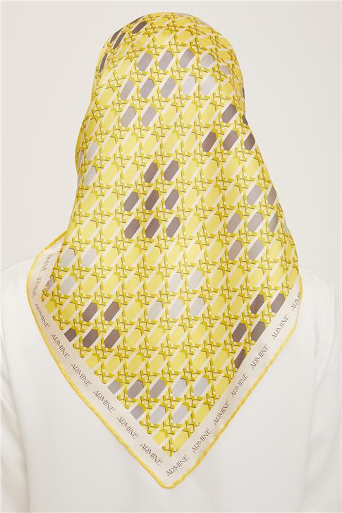 Armine Geometrik Desenli Twill İpek Eşarp 24Ya9144 37 83