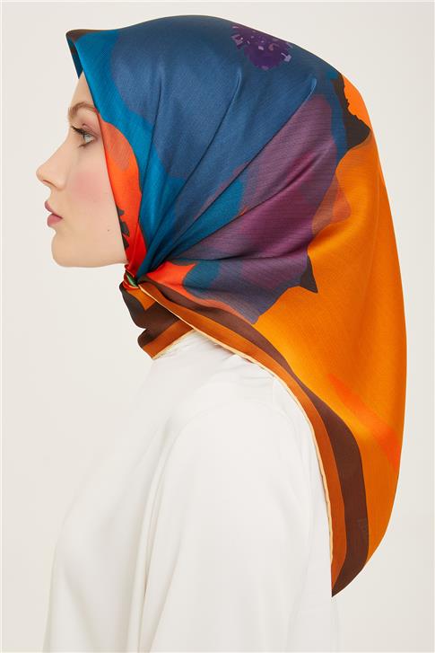 Armine Çiçek Desenli Twill İpek Eşarp 24Ya9145 2 09