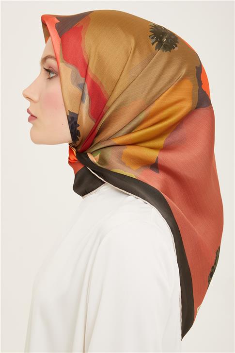 Armine Çiçek Desenli Twill İpek Eşarp 24Ya9145 2 34