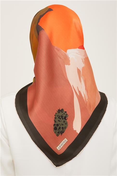 Armine Çiçek Desenli Twill İpek Eşarp 24Ya9145 2 34