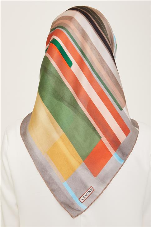 Armine Geometrik Desenli Twill İpek Eşarp 24Ya9147 36 05