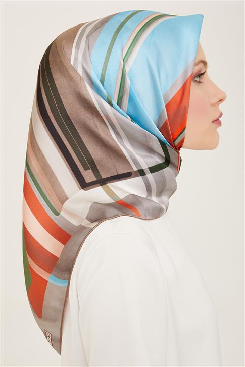 Armine Geometrik Desenli Twill İpek Eşarp 24Ya9147 36 05