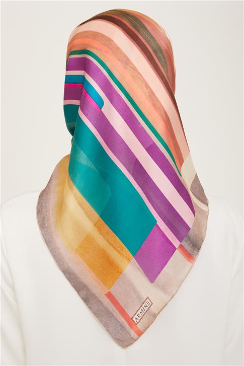 Armine Geometrik Desenli Twill İpek Eşarp 24Ya9147 36 06