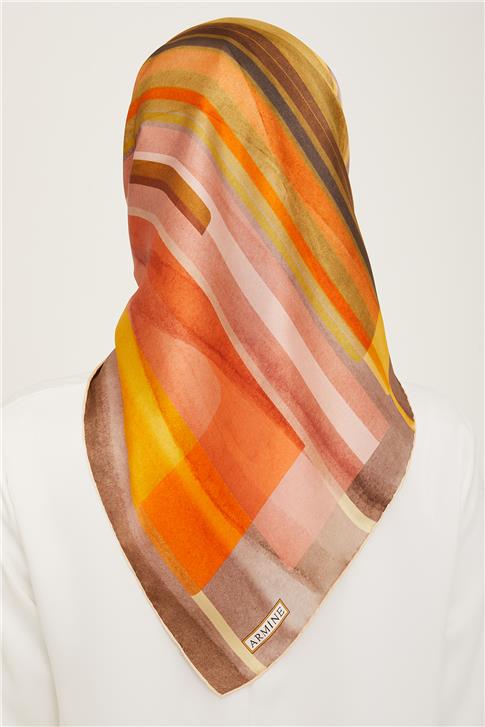 Armine Geometrik Desenli Twill İpek Eşarp 24Ya9147 36 32