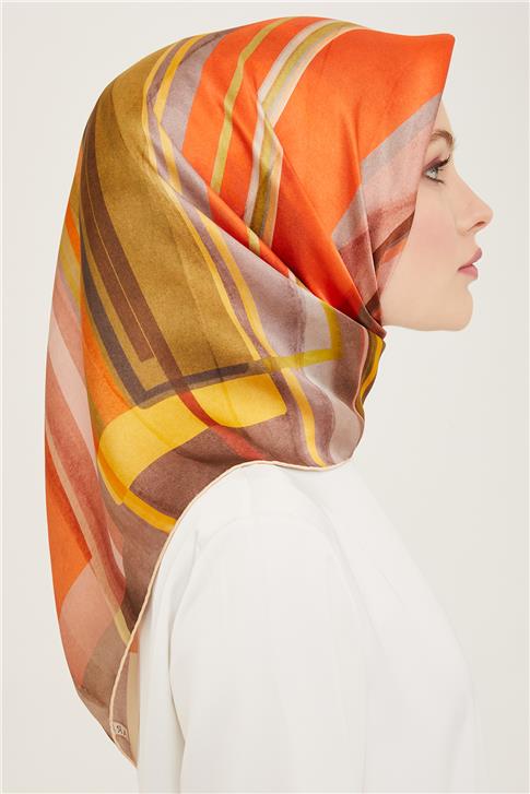Armine Geometrik Desenli Twill İpek Eşarp 24Ya9147 36 32