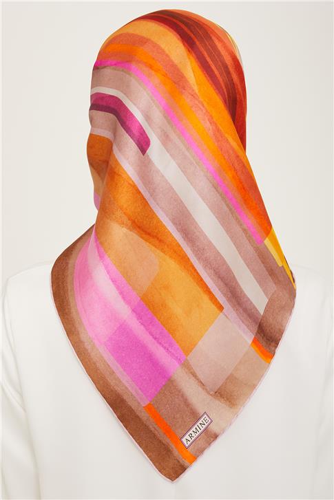 Armine Geometrik Desenli Twill İpek Eşarp 24Ya9147 36 36