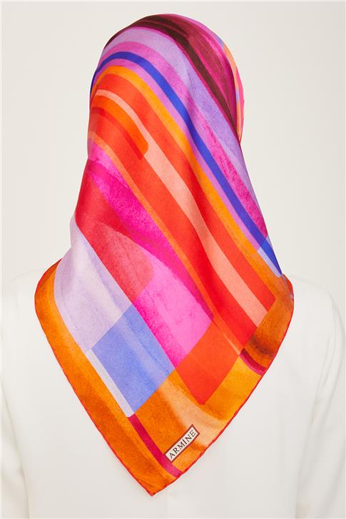 Armine Geometrik Desenli Twill İpek Eşarp 24Ya9147 36 50