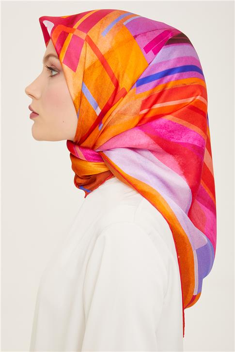 Armine Geometrik Desenli Twill İpek Eşarp 24Ya9147 36 50