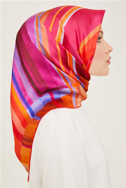 Armine Geometrik Desenli Twill İpek Eşarp 24Ya9147 36 50