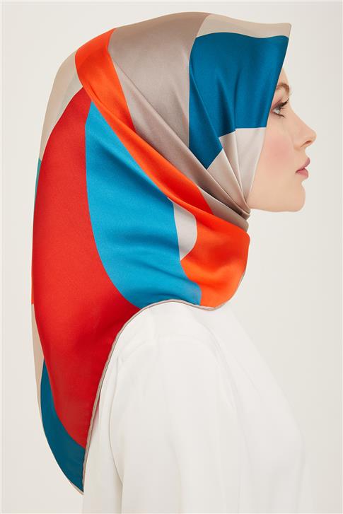 Armine Geometrik Desenli Twill İpek Eşarp 24Ya9148 31 03