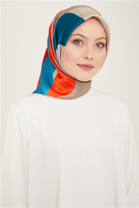 Armine Geometrik Desenli Twill İpek Eşarp 24Ya9148 31 03