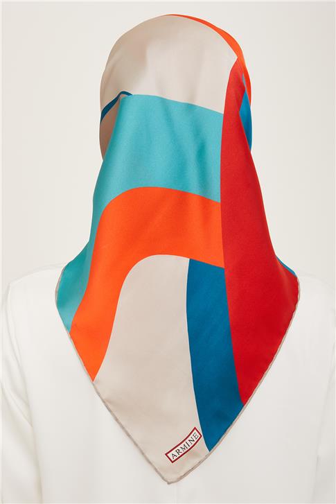 Armine Geometrik Desenli Twill İpek Eşarp 24Ya9148 31 03