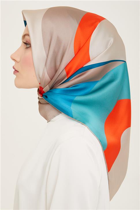 Armine Geometrik Desenli Twill İpek Eşarp 24Ya9148 31 03