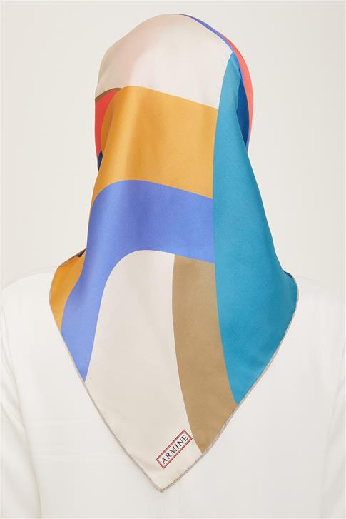 Armine Geometrik Desenli Twill İpek Eşarp 24Ya9148 31 06