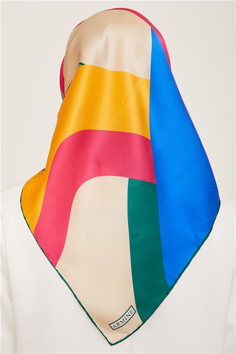 Armine Geometrik Desenli Twill İpek Eşarp 24Ya9148 31 80