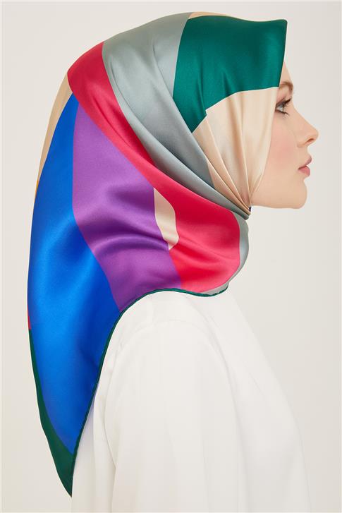 Armine Geometrik Desenli Twill İpek Eşarp 24Ya9148 31 80