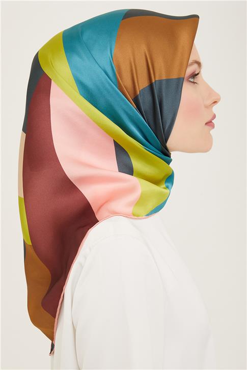 Armine Geometrik Desenli Twill İpek Eşarp 24Ya9148 31 81