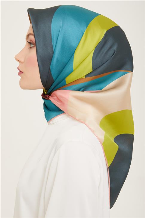 Armine Geometrik Desenli Twill İpek Eşarp 24Ya9148 31 81