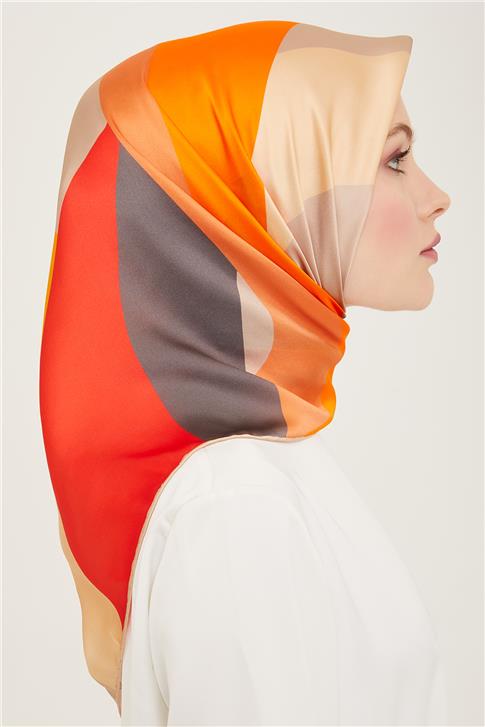 Armine Geometrik Desenli Twill İpek Eşarp 24Ya9148 31 82