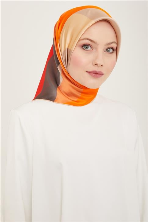 Armine Geometrik Desenli Twill İpek Eşarp 24Ya9148 31 82