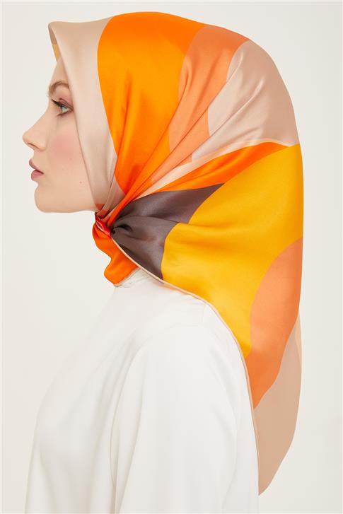 Armine Geometrik Desenli Twill İpek Eşarp 24Ya9148 31 82