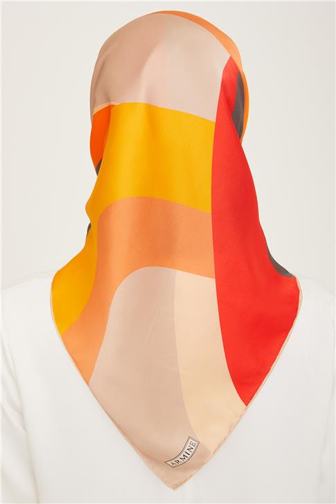 Armine Geometrik Desenli Twill İpek Eşarp 24Ya9148 31 82
