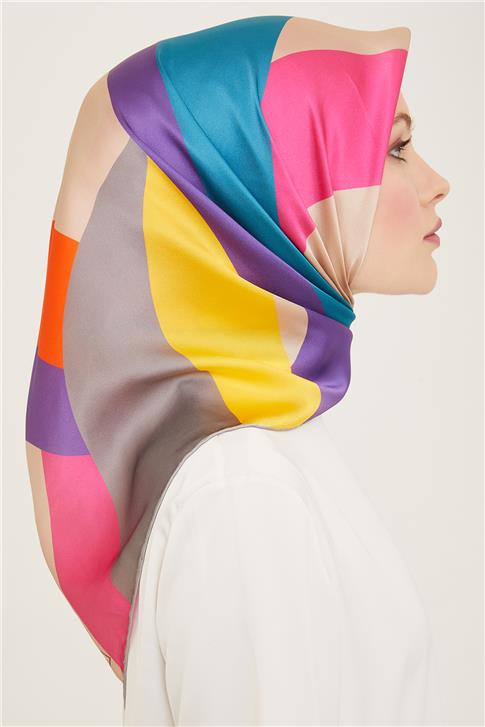 Armine Geometrik Desenli Twill İpek Eşarp 24Ya9148 31 83