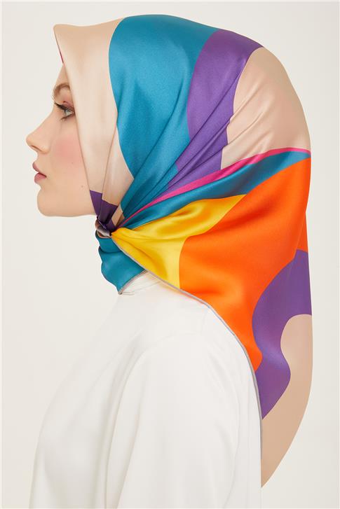 Armine Geometrik Desenli Twill İpek Eşarp 24Ya9148 31 83
