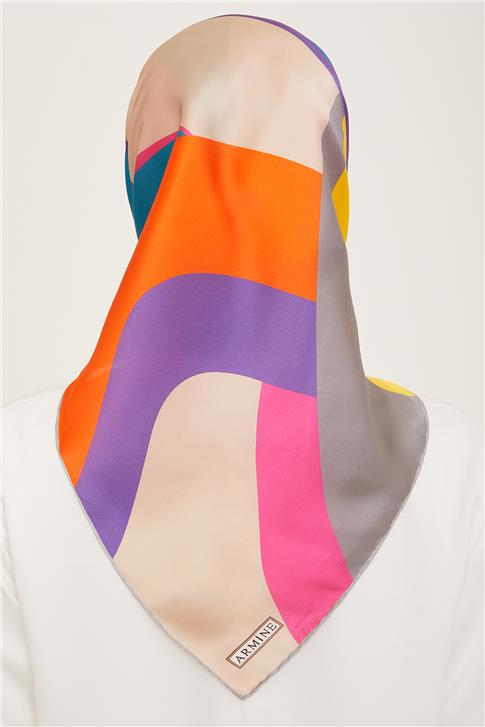 Armine Geometrik Desenli Twill İpek Eşarp 24Ya9148 31 83