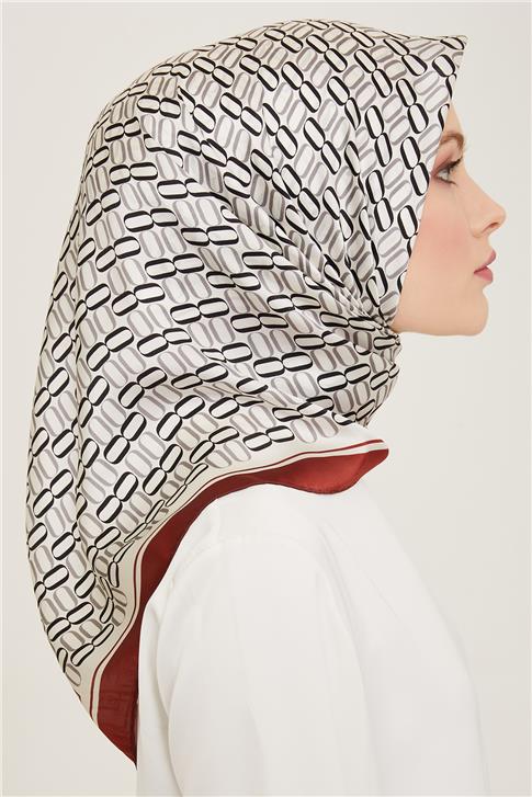 Armine Klasik Desenli Twill İpek Eşarp 24Ya9149 8 09
