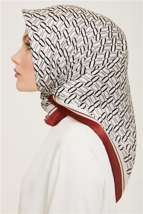 Armine Klasik Desenli Twill İpek Eşarp 24Ya9149 8 09