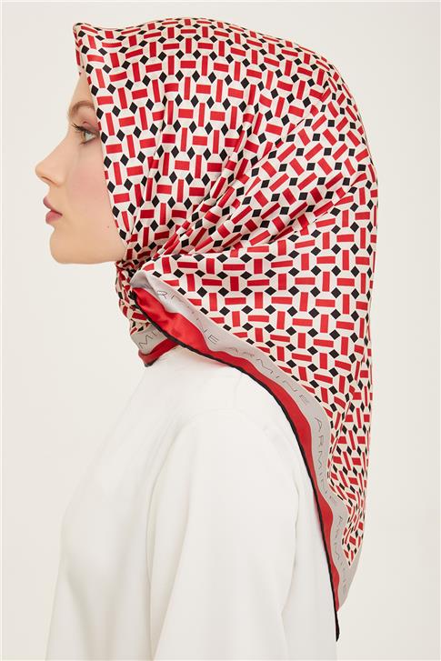 Armine Geometrik Desenli Twill İpek Eşarp 24Ya9151 4 31